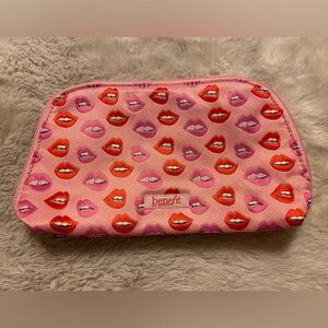 New Benefit cosmetics lips print cosmetics bag 10”x6”